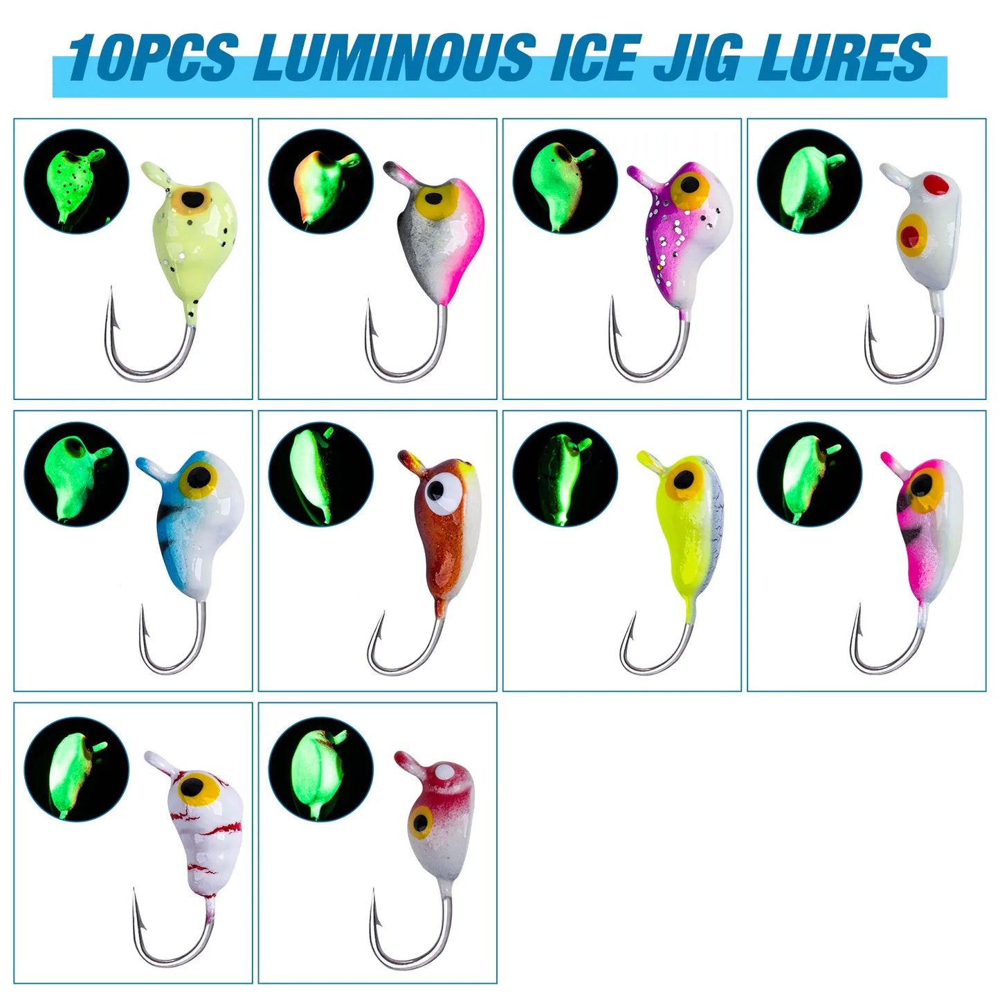 Goture Ice Fishing Jigs Set For Bass And Crappie Winter Jigging
