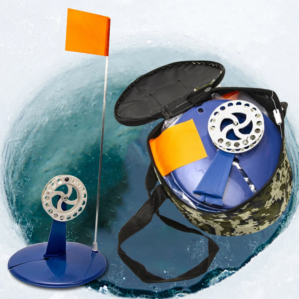 VKTECH Ice Fishing Flag 6pcs Tip Up Poles Braking System