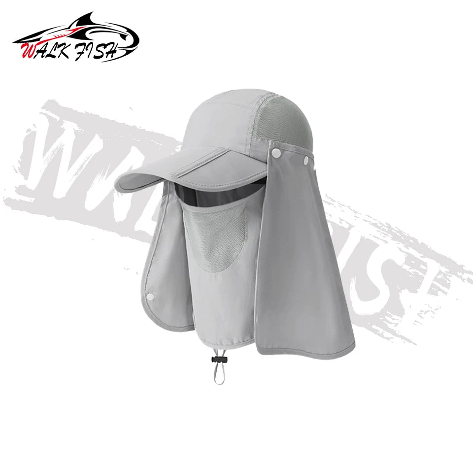 WALK FISH Fishing Cap UPF50+ Summer Sports Breathable Fashion Foldable Cap Sweat Absorption Full Face Sunscreen Hat