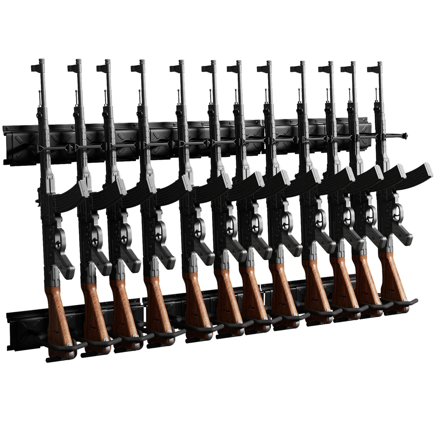 3/4/6/8/12 Slots Long Gun Rack Wall Mounted Shotgun Rack  Adjustable Rifle Storage Holder Rifle Racks 220 Lbs Load Storager