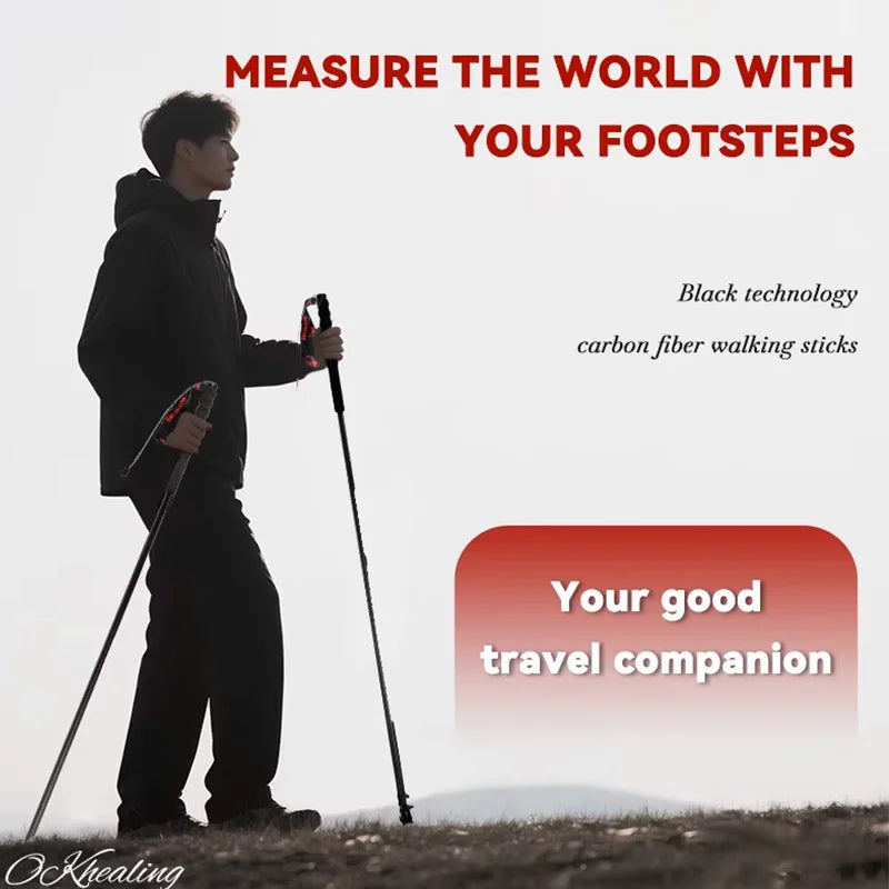 OKHEALING Ultra-Light Foldable Carbon Fiber Trekking Poles