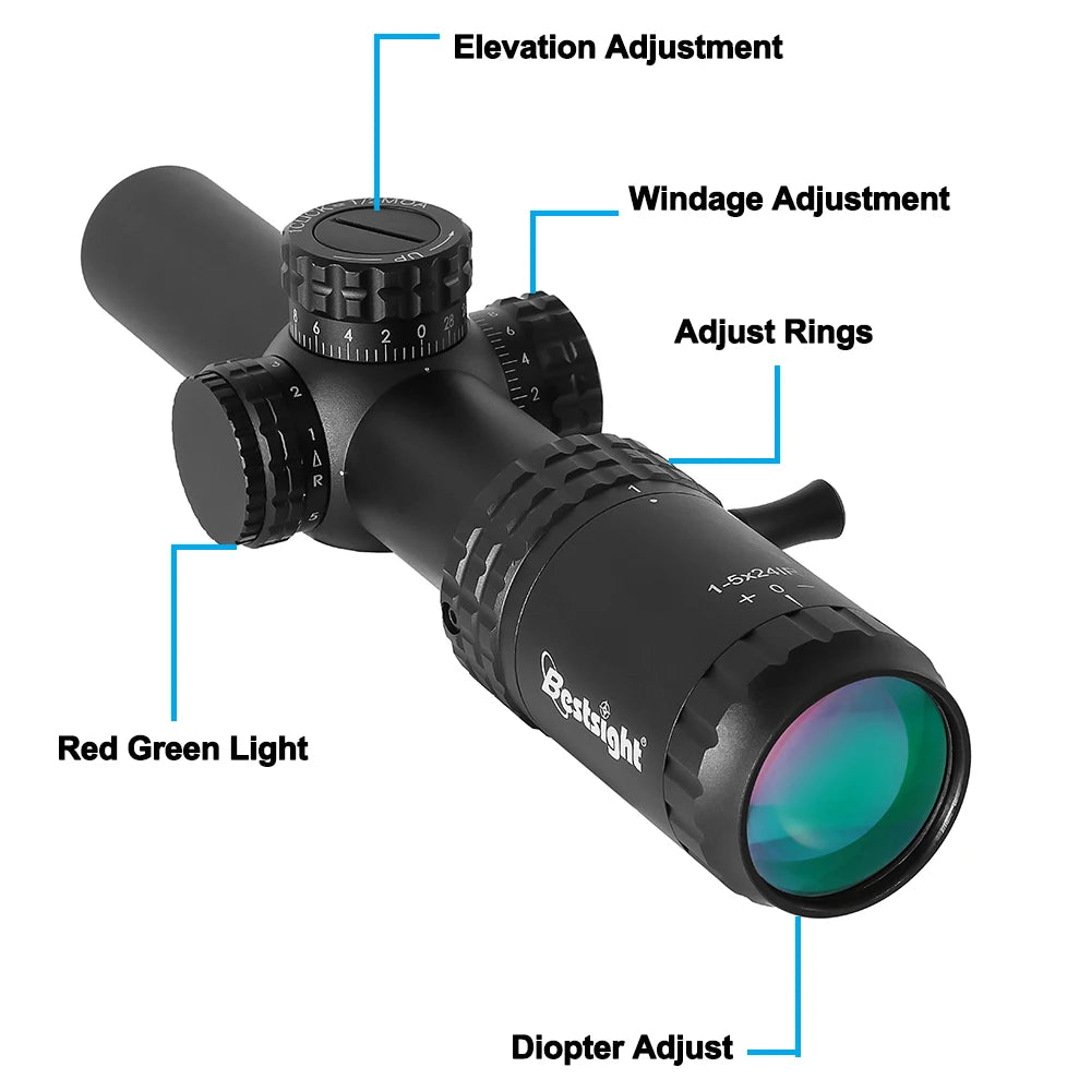 Bestsight 1-5X24 Tactical Rifle Scope Illuminated Reticle