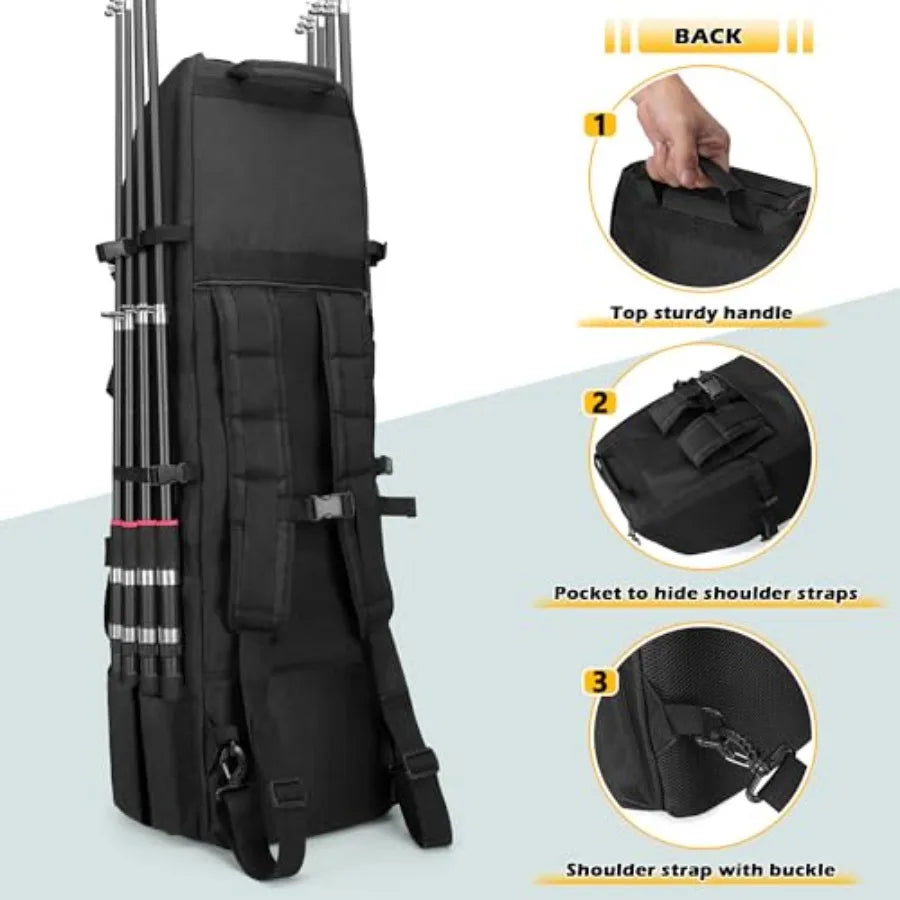 Fishing Backpack With Tactical Molle System Holds 8 Rods