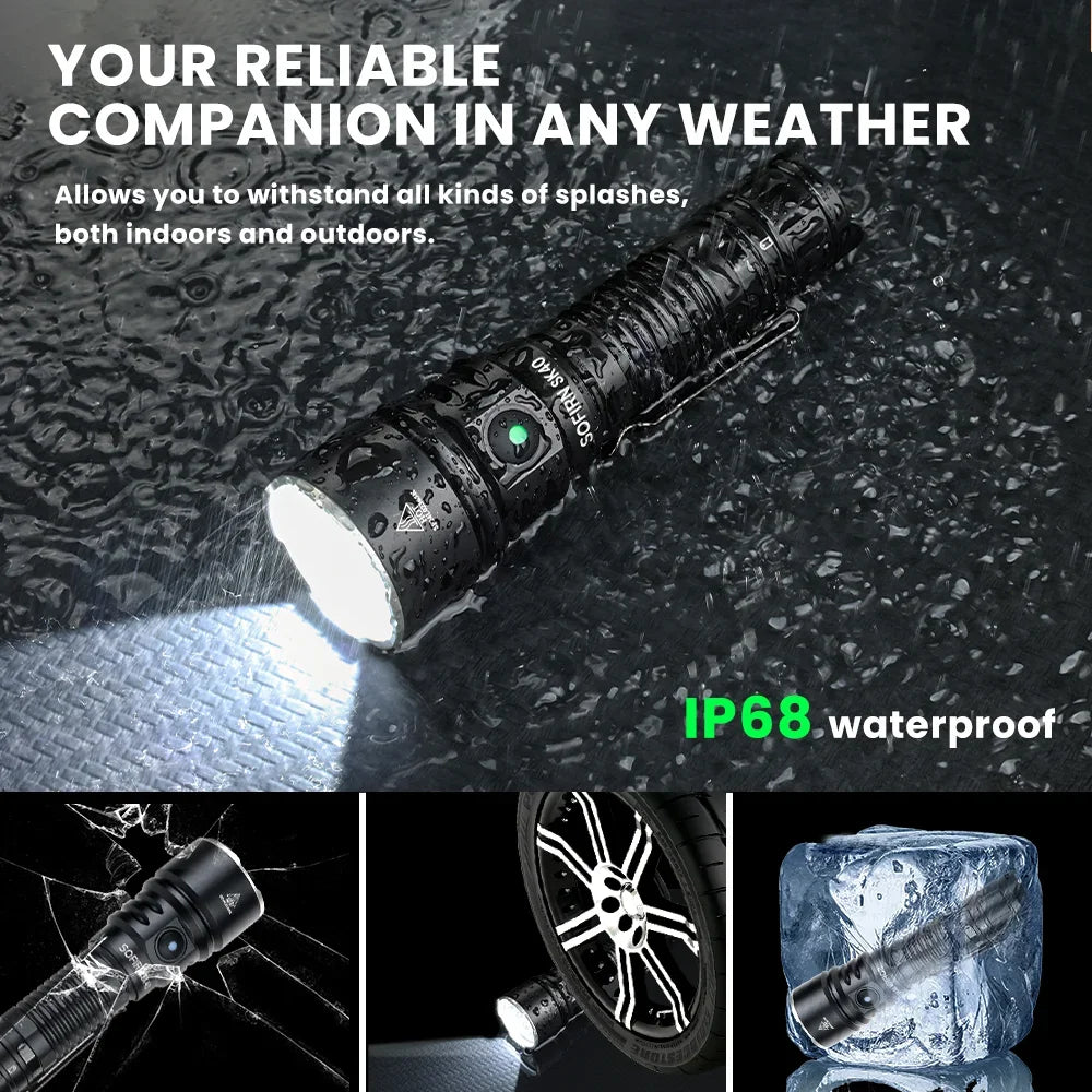 Sofirn SK40 SFT70 LED 3200lm Tactical Flashlight 21700 Rechargeable