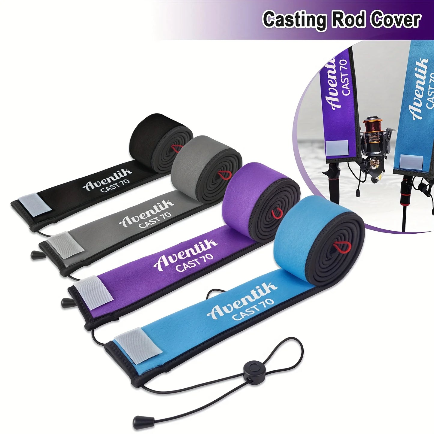 Aventik Neoprene Casting Rod Sleeve With Strap And Vent Holes