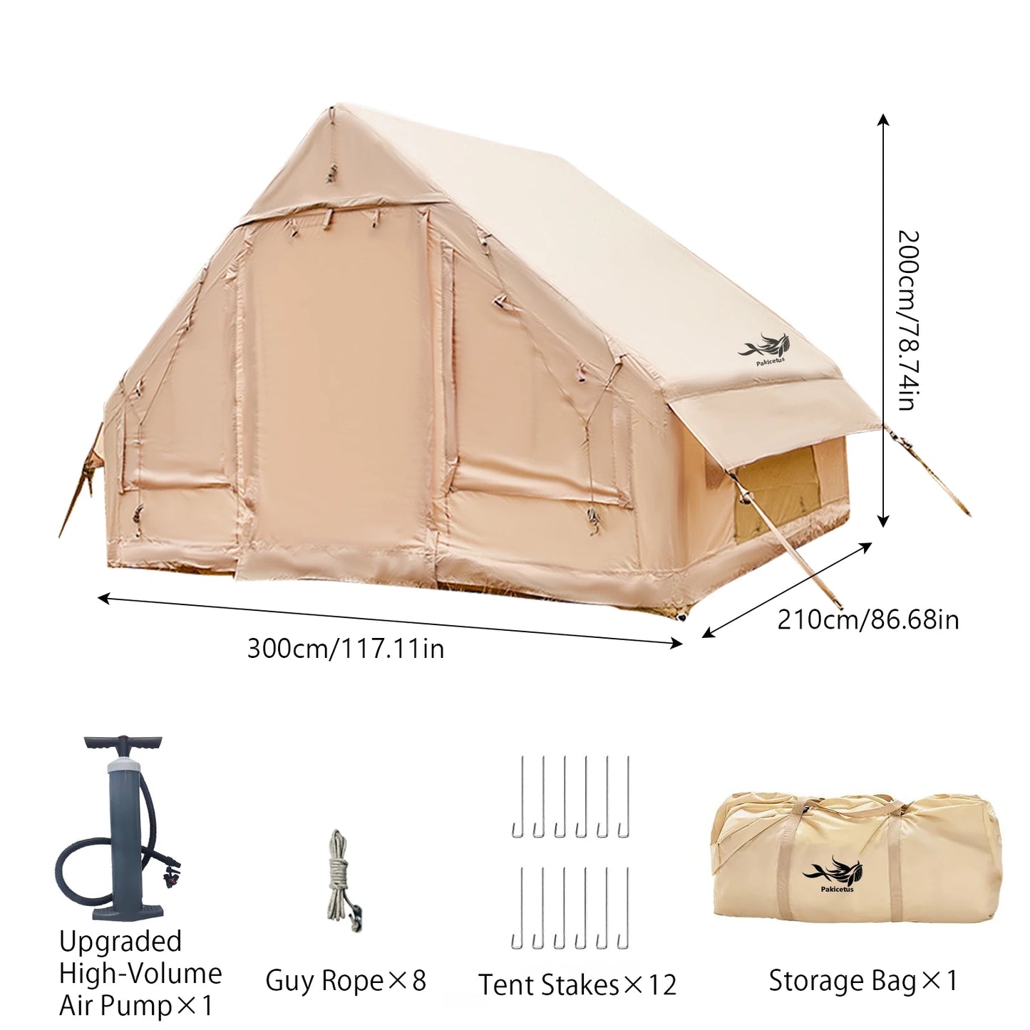 Pakicetus Inflatable Tent With Skylight Quick Setup 4 To 6 People