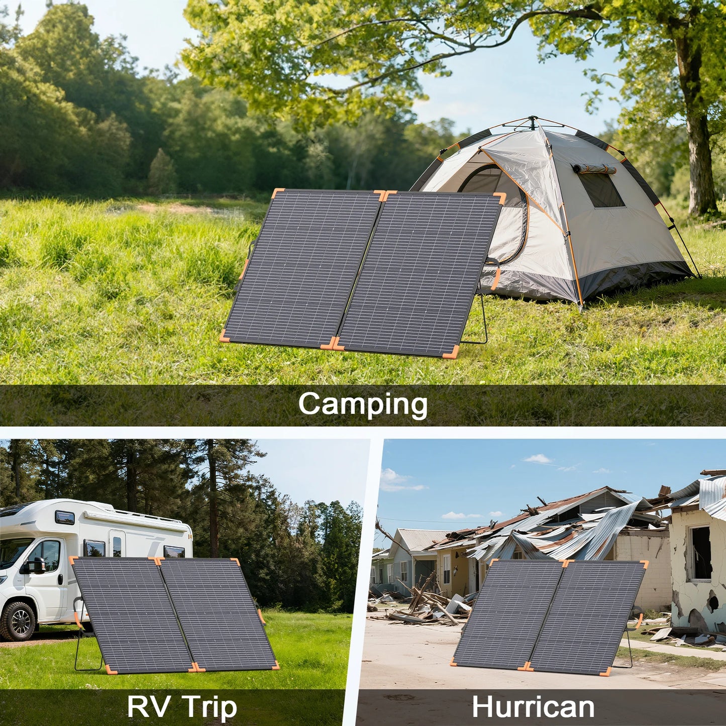 MHPOWOS 200W Foldable Bifacial Solar Panel Charger Camping RV
