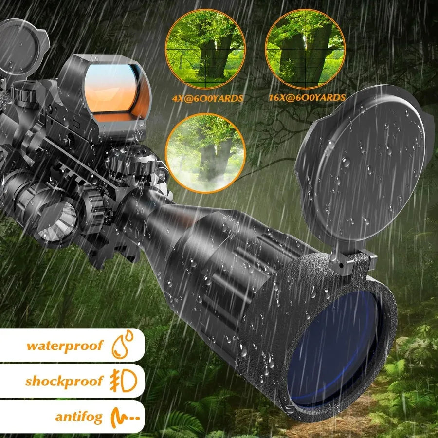 High Concerned Rifle Scope Combo With Illuminated Reticle And Laser