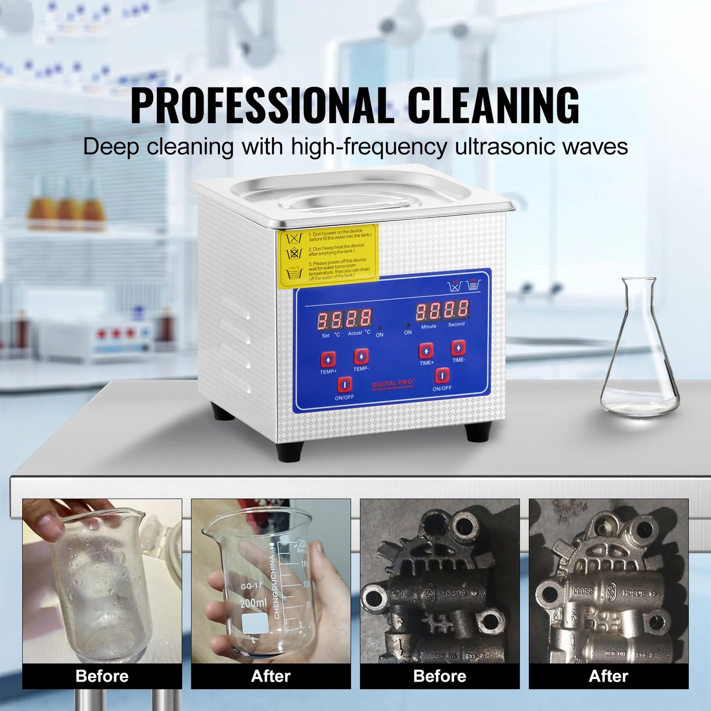 SucceBuy Ultrasonic Cleaner Portable Digital Timer For Jewelry Cleaning