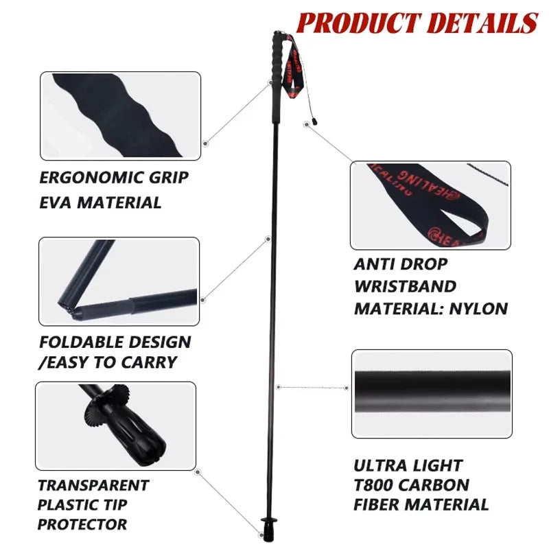OKHEALING Ultra-Light Foldable Carbon Fiber Trekking Poles