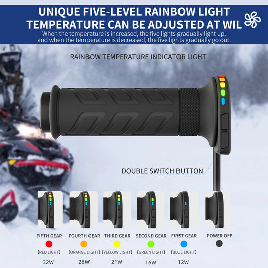 APWIKOGER 12V Motorcycle Heated Grips 5 Gear Pair Electric