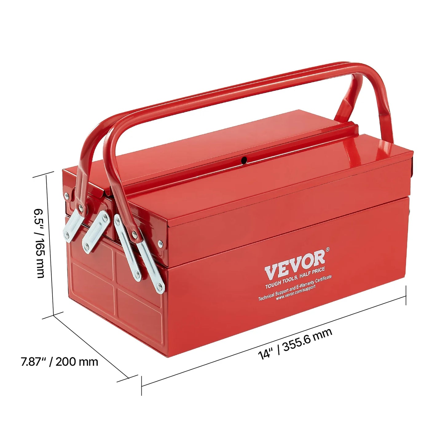 SucceBuy Metal Tool Box 2 Tier 3 Tray Portable Chest With Handle