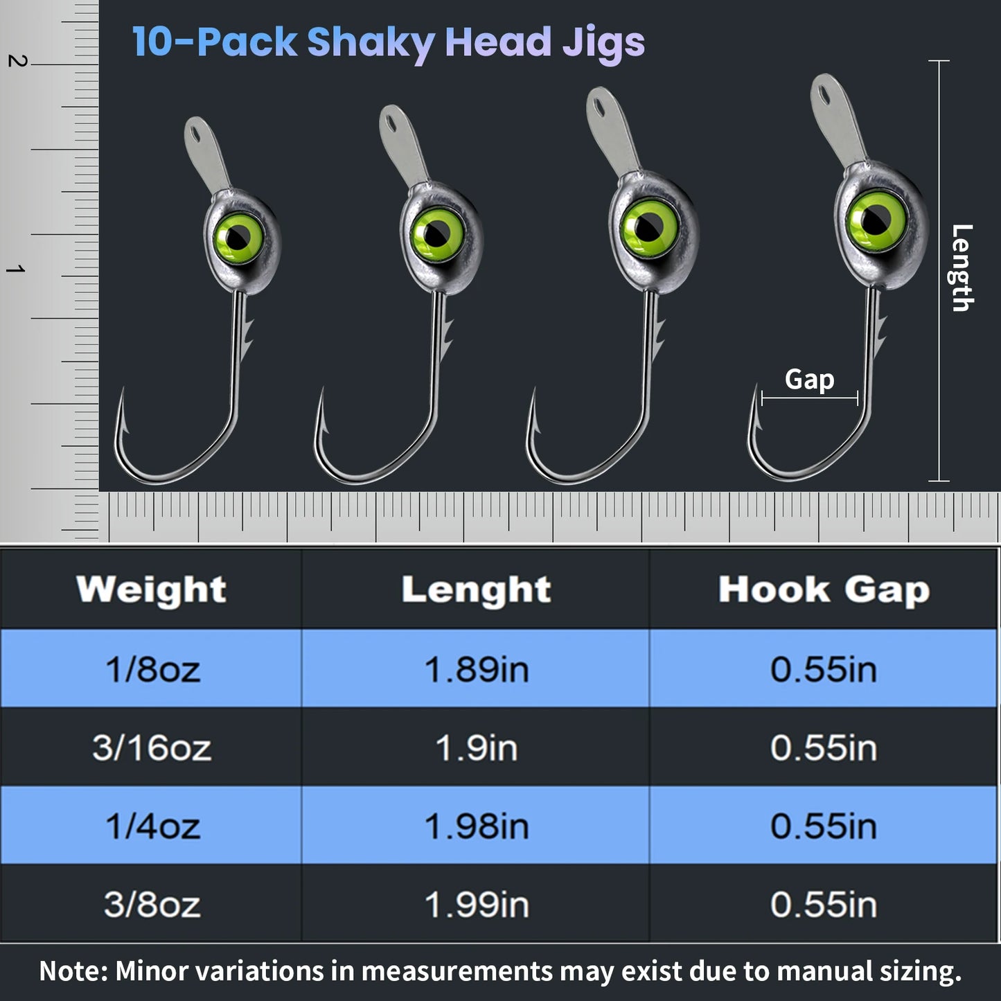 FishTrip Jig Heads 10Pcs Anti Snag Minnow Swing Hooks