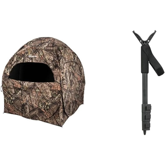 Ameristep Doghouse Run & Gun Hunting Blind | Lightweight 2 Person & Allen Company Monopod Turkey Hunting Shooting Stick - Adjust