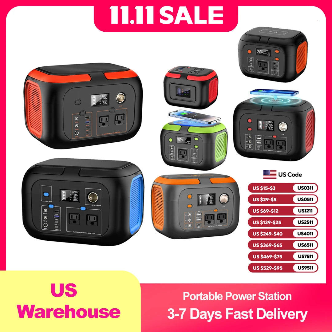 SinKeu 600W Portable Power Station Solar Generator 97.68Wh Battery Pack