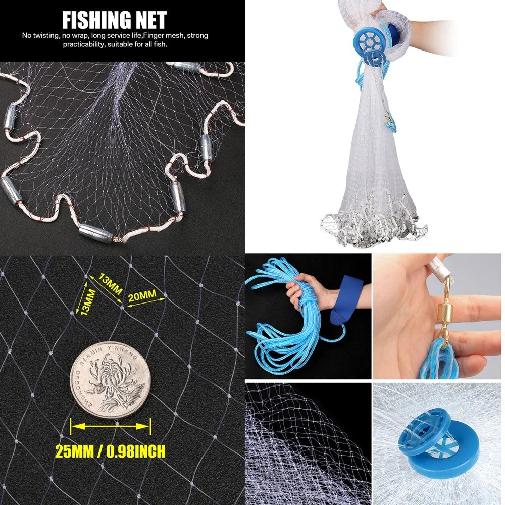 American Saltwater Casting Net For Bait With Heavy Sinker
