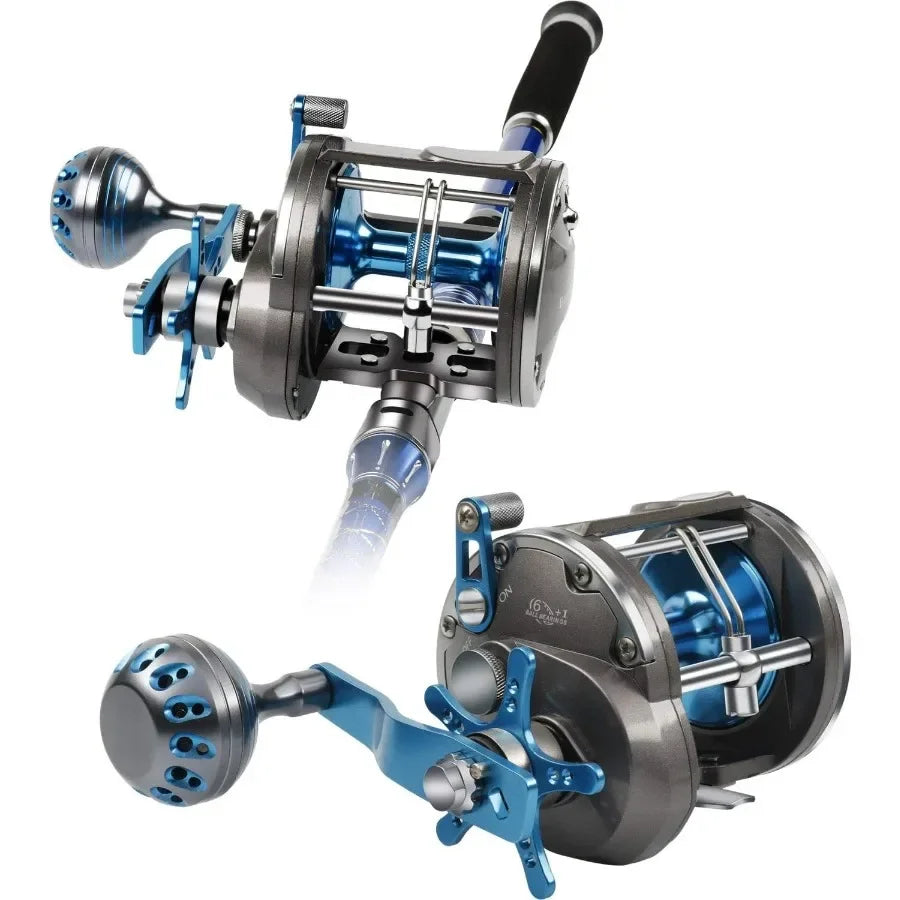 Saltwater Trolling Reel With Level Wind Drag For Boat Fishing