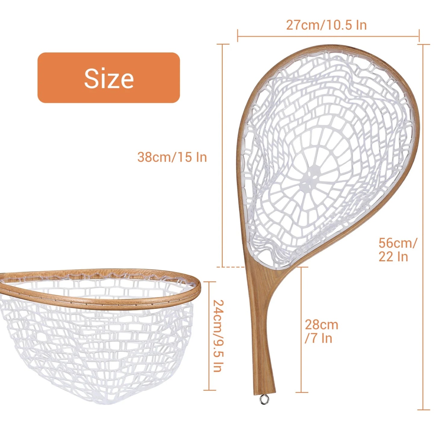 HiMISSH Wooden Frame Trout Fly Fishing Landing Net For Catch And Release
