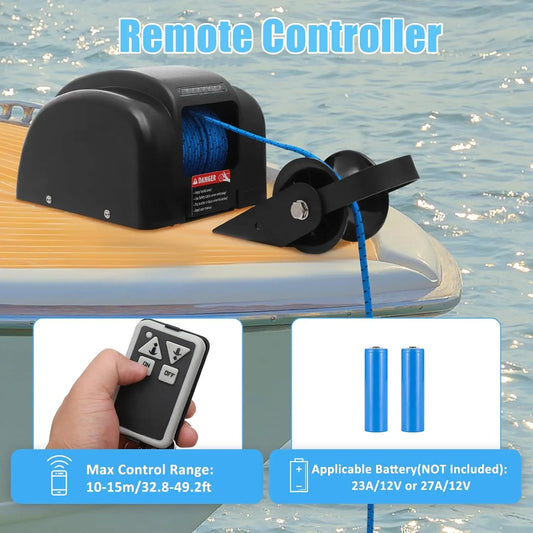 Bymaocar Electric Boat Anchor Winch Kit 12V With Remote Control