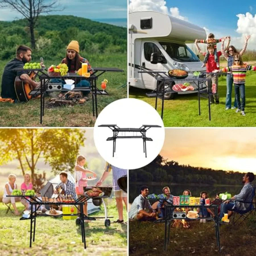 Camping Folding Tailgate Grill Table With Mesh Net