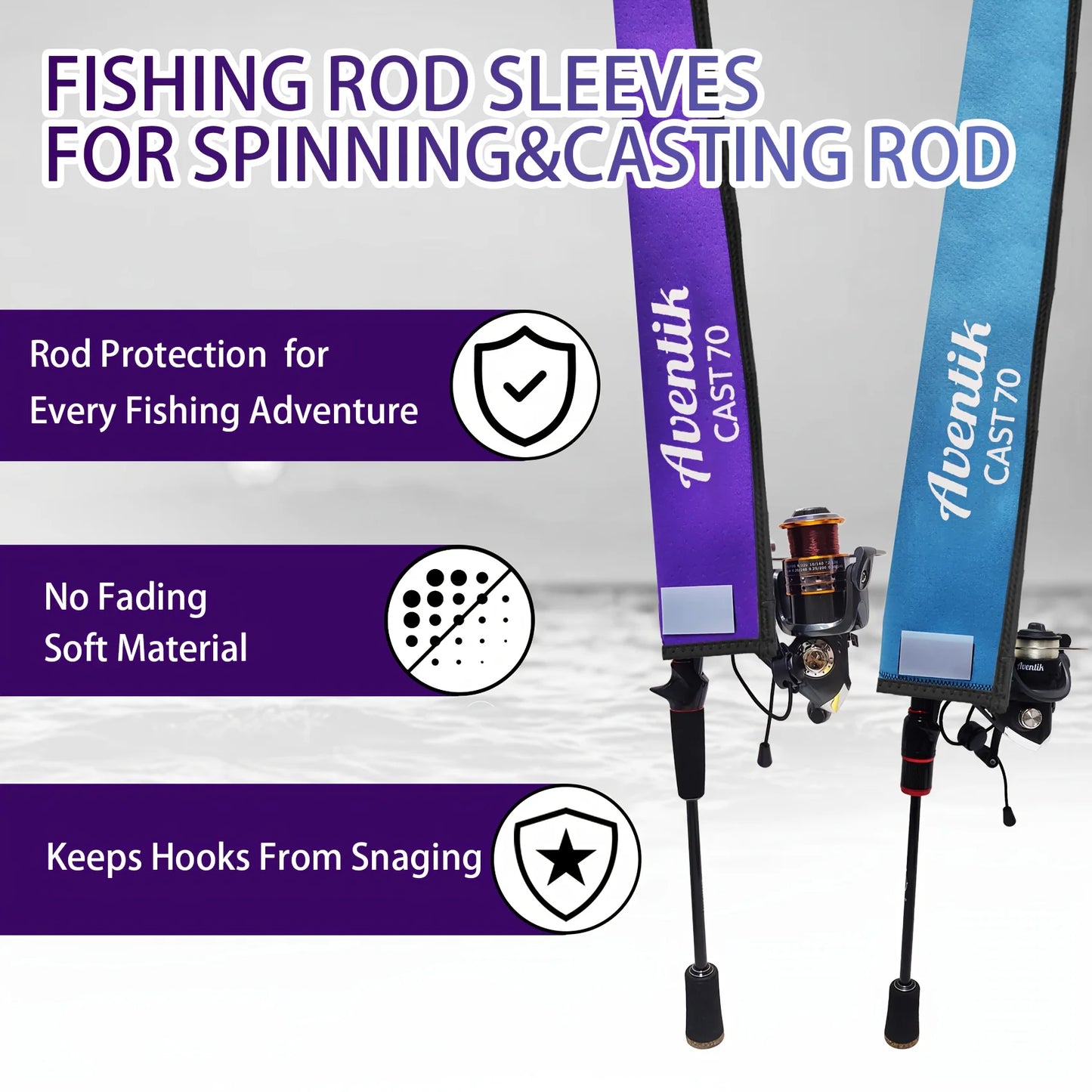 Aventik Neoprene Casting Rod Sleeve With Strap And Vent Holes