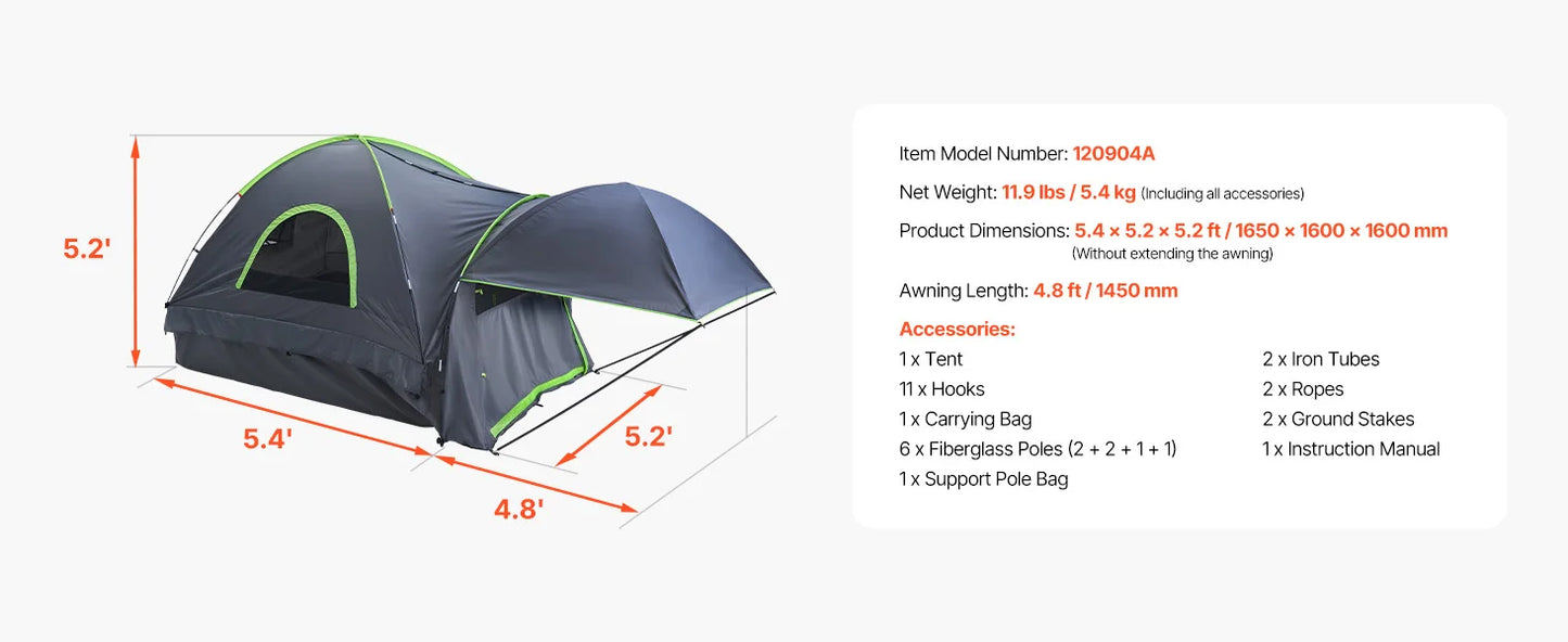 SucceBuy Pickup Truck Tent Camping Waterproof PU2000