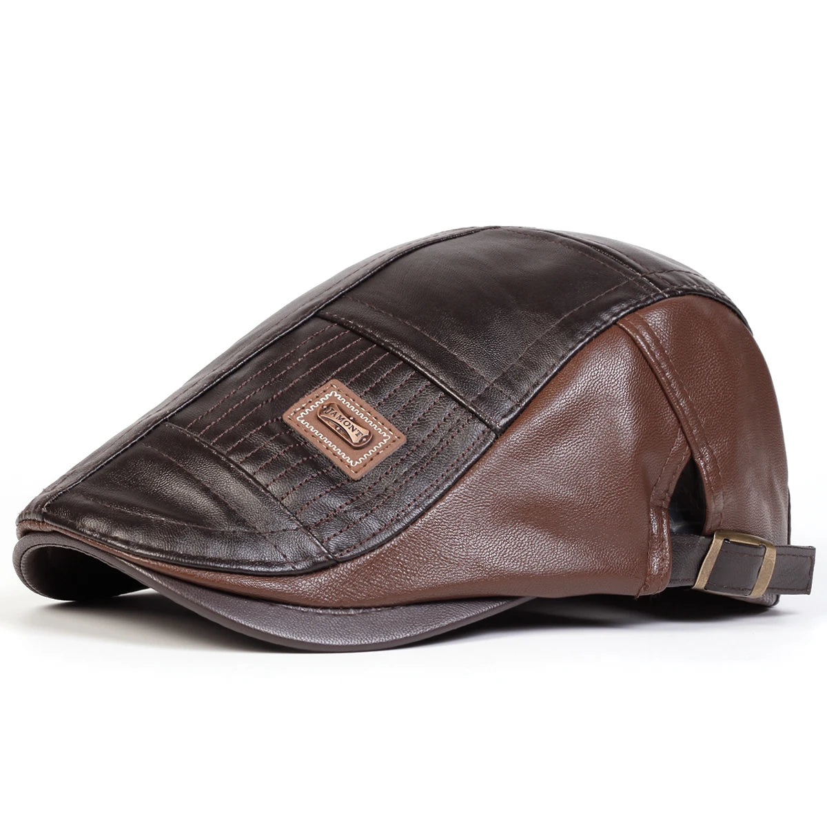 JAMONT Men Retro PU Leather Newsboy Cap For Casual Wear