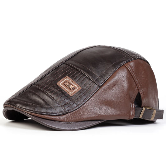 JAMONT Men Retro PU Leather Newsboy Cap For Casual Wear