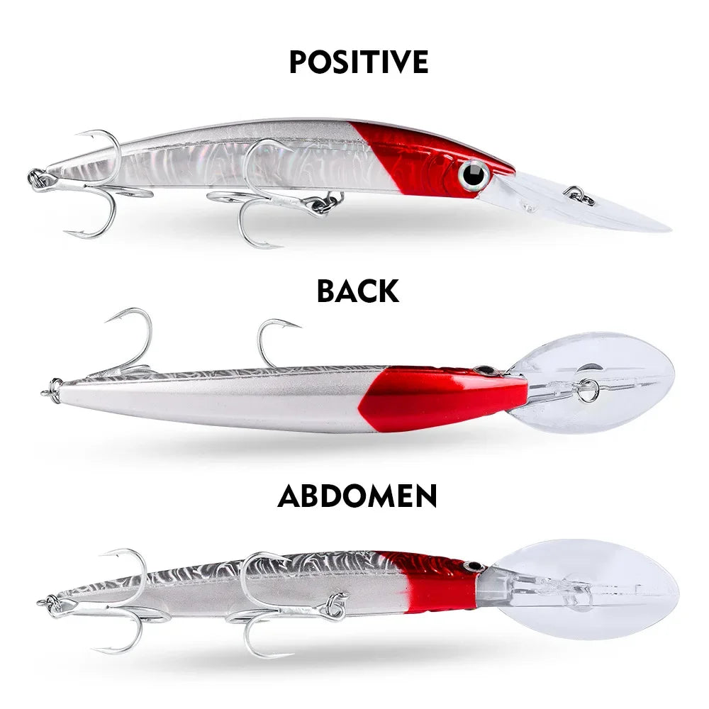 YTYIN Minnow Lure Deep Diving Hard Bait Wobbler Bass Pike