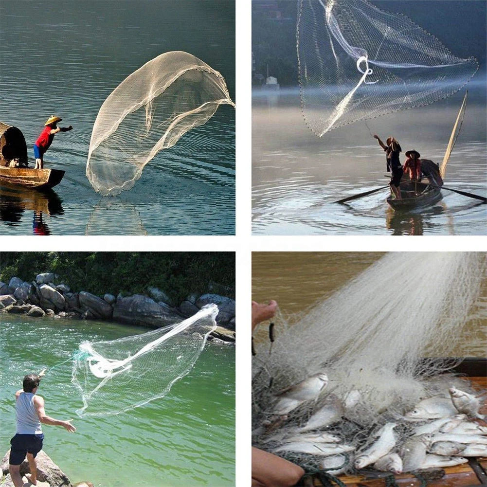 ALLOYSEED Fishing Cast Net Portable Hand Cast Net Pro