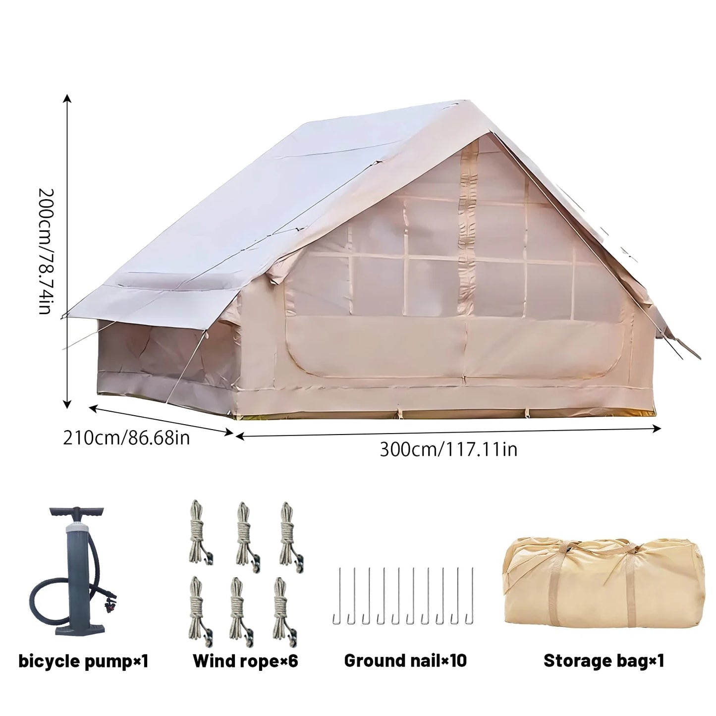 Pakicetus Inflatable Tent With Skylight Quick Setup 4 To 6 People
