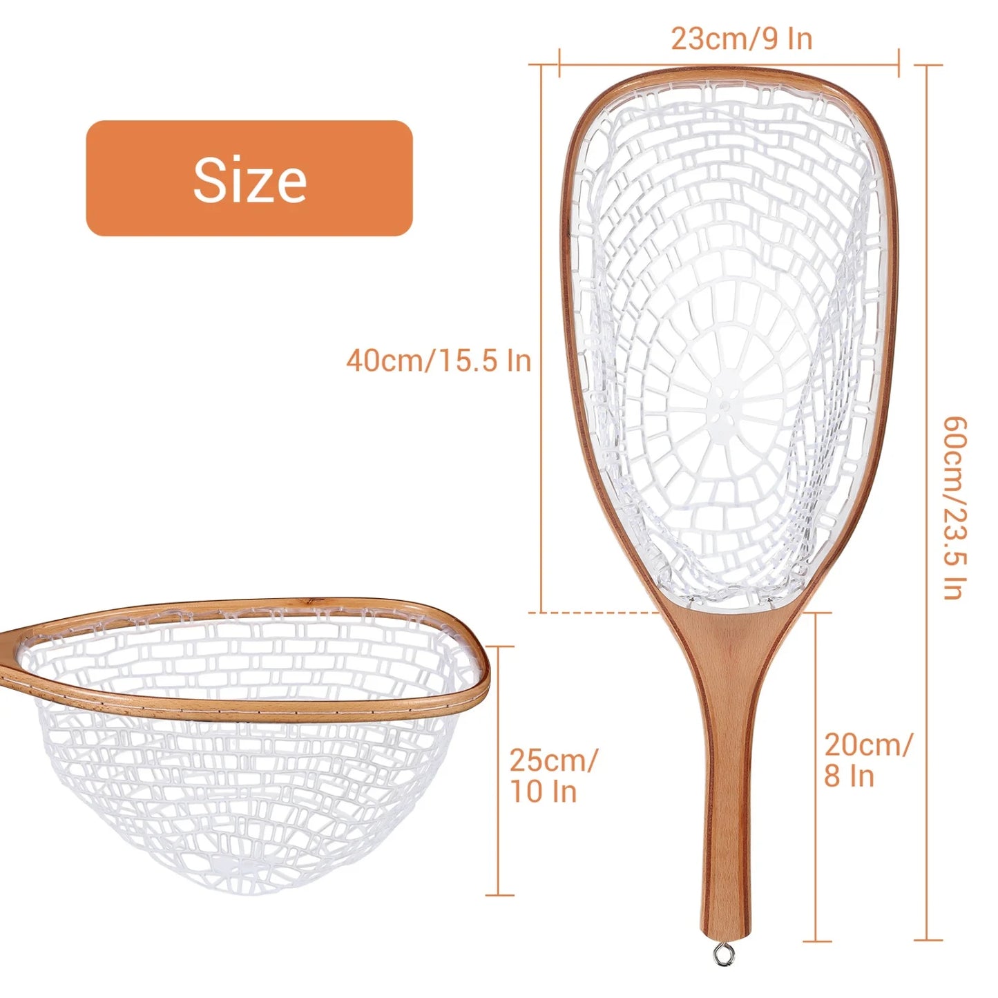 HiMISSH Wooden Frame Trout Fly Fishing Landing Net For Catch And Release