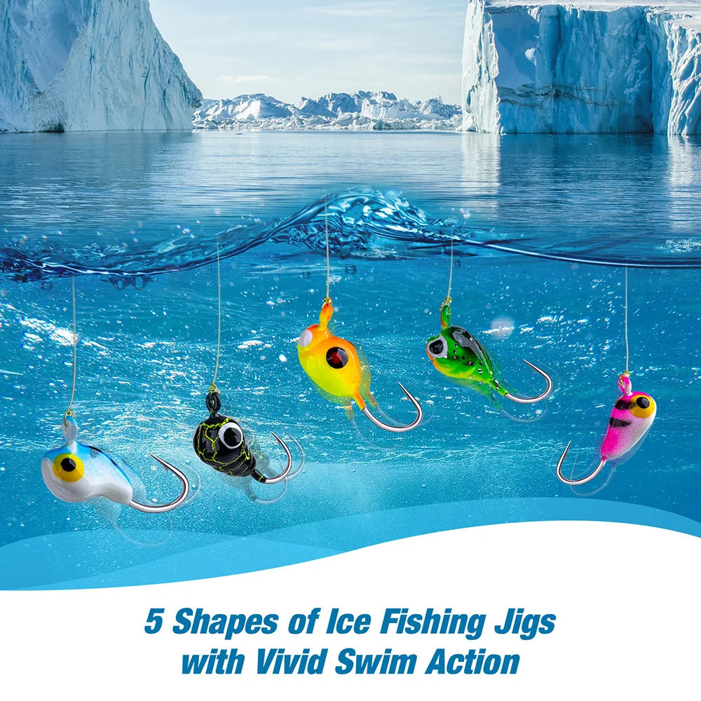 Goture Ice Fishing Jigs Set For Bass And Crappie Winter Jigging