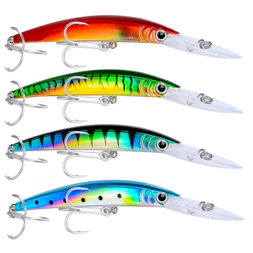 Plastic Minnow Hard Baits With Hooks For Saltwater Fishing Bait