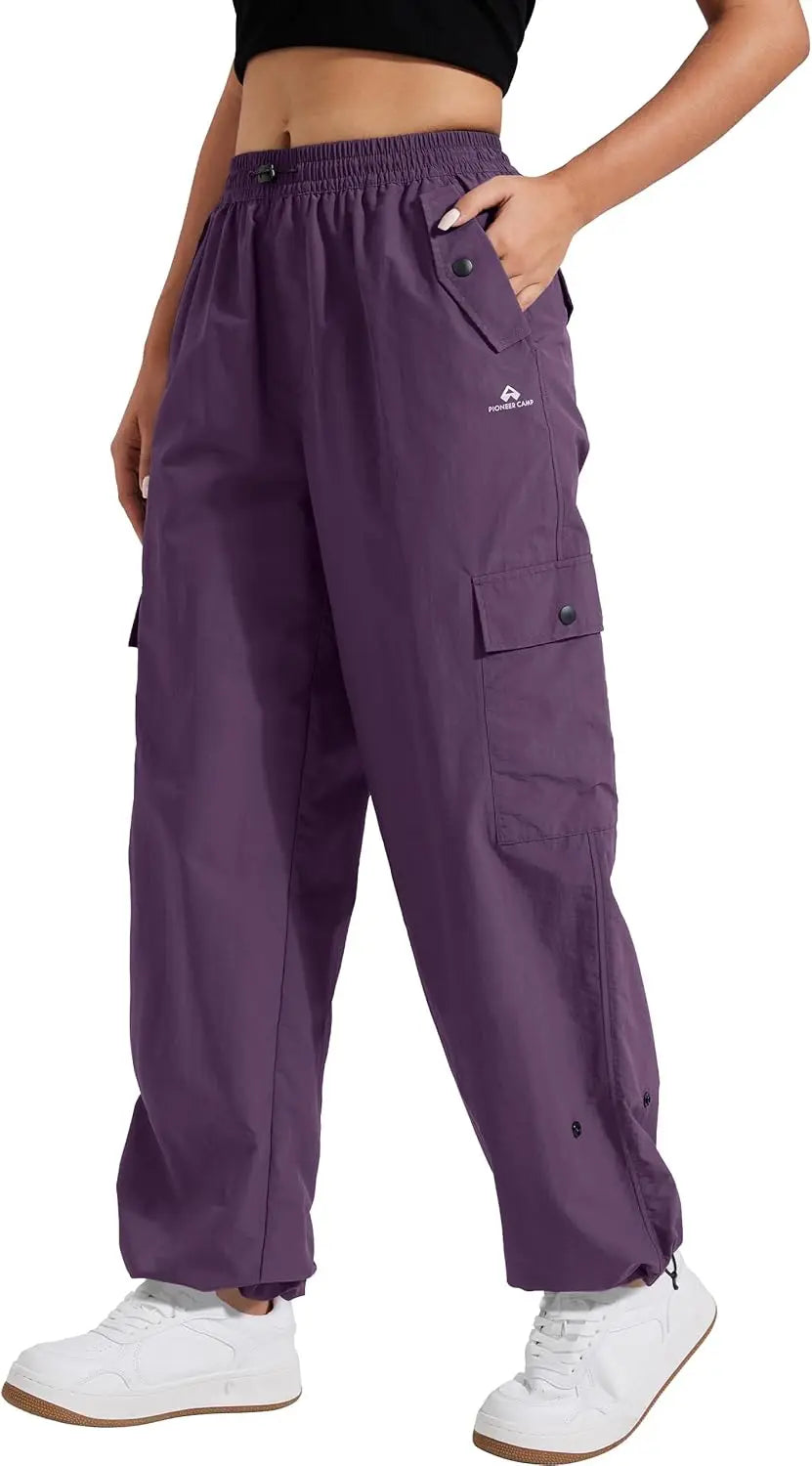 Pioneer Camp Womens Parachute Cargo Pants Baggy High Waisted Quick Dry Hiking