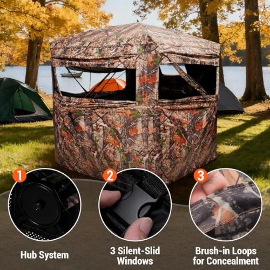 Ground Blind Pop Up Camouflage Tent 3 Person Foldable Shelter