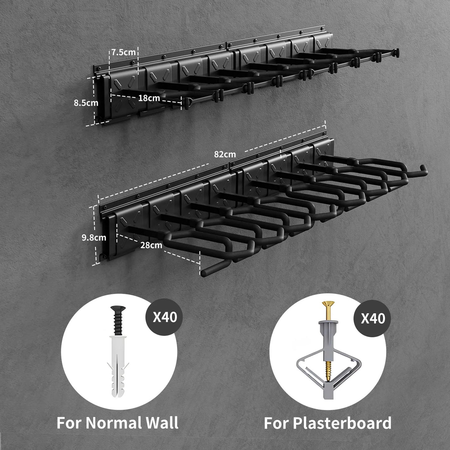 3/4/6/8/12 Slots Long Gun Rack Wall Mounted Shotgun Rack  Adjustable Rifle Storage Holder Rifle Racks 220 Lbs Load Storager