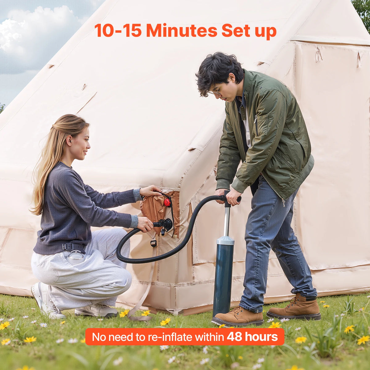 SucceBuy Inflatable Camping Tent With Hand Pump Easy Setup