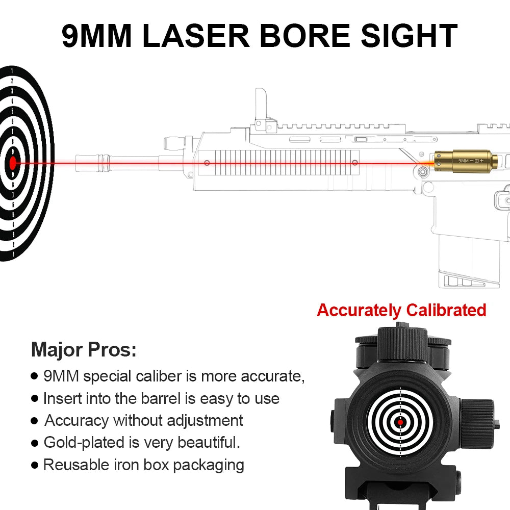 Hign-concerned 9mm Red Dot Bore Sight Laser Cartridge