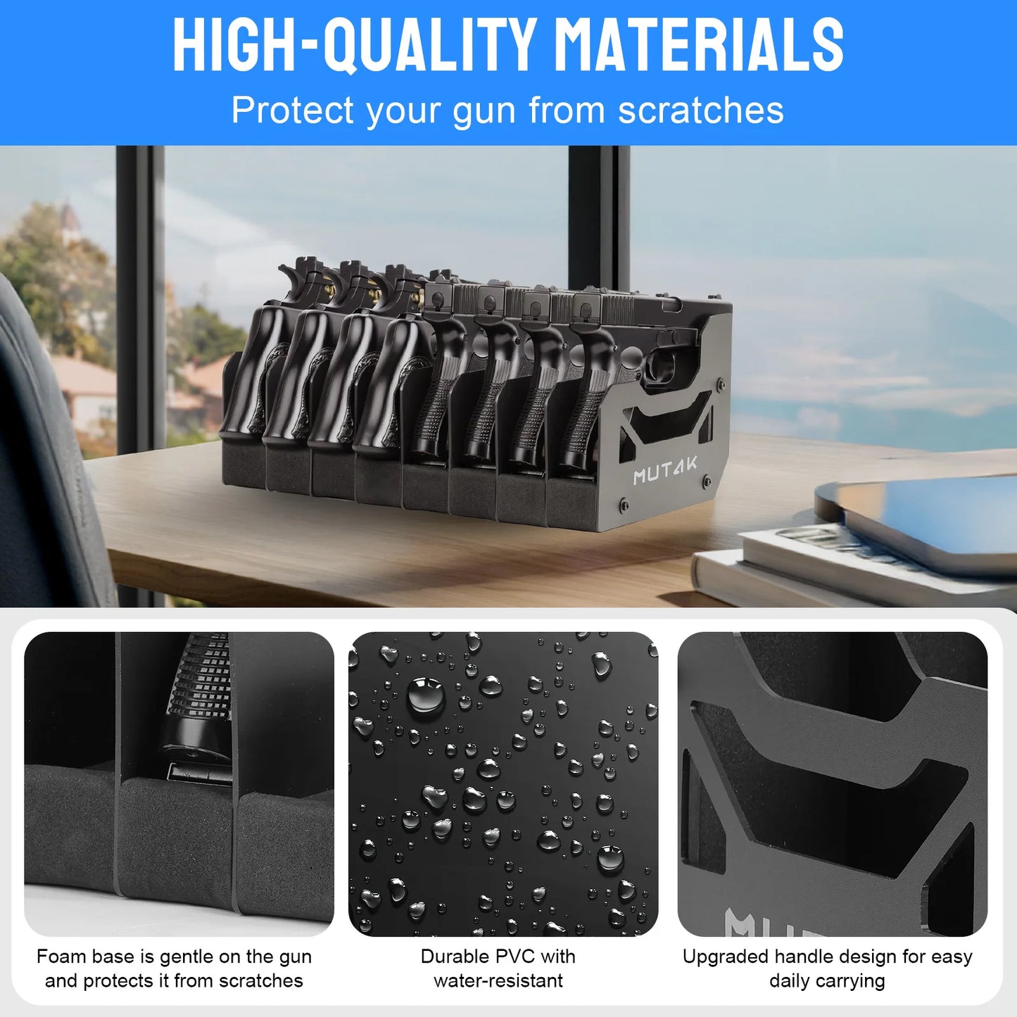Pistol Rack For Gun Safe With Anti Slip Magnetic Strip For 4 6 8 Slots