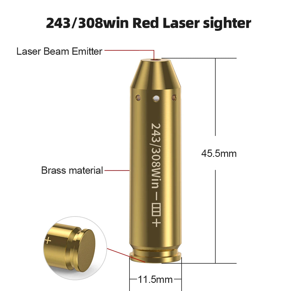 High-concerned Bore Sight Laser Cartridge Red Dot Sighter for Pistols