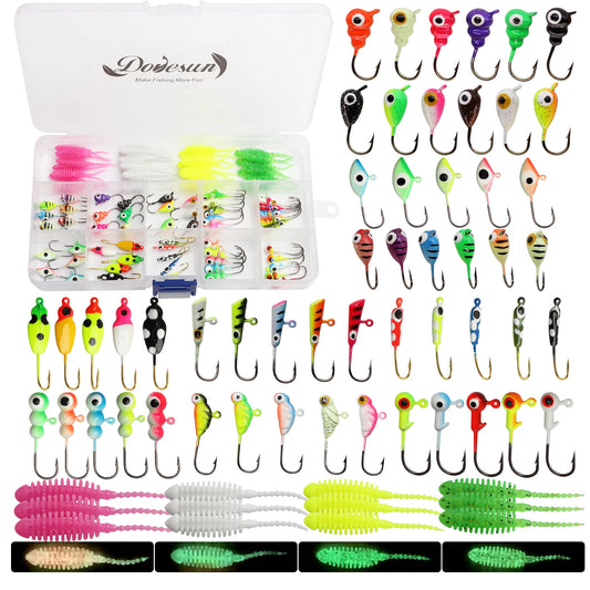 DOVESUN 93Pcs Ice Fishing Jigs Kit Glow in the Dark