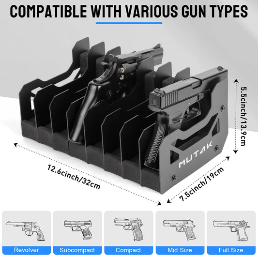 Pistol Rack For Gun Safe With Anti Slip Magnetic Strip For 4 6 8 Slots