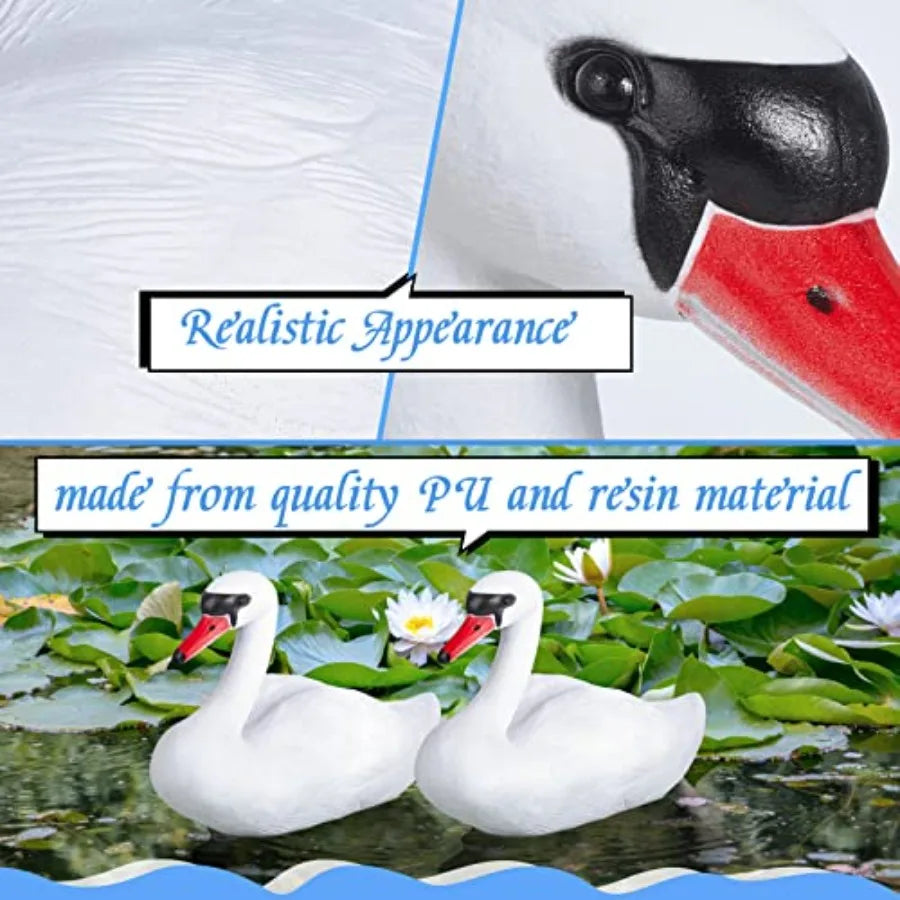 Deekin 2 Pieces Swan Decoy Pond Decoration Goose Decoys Hunting Floating Deterrent Garden Pond Decoration for Fields or Float o