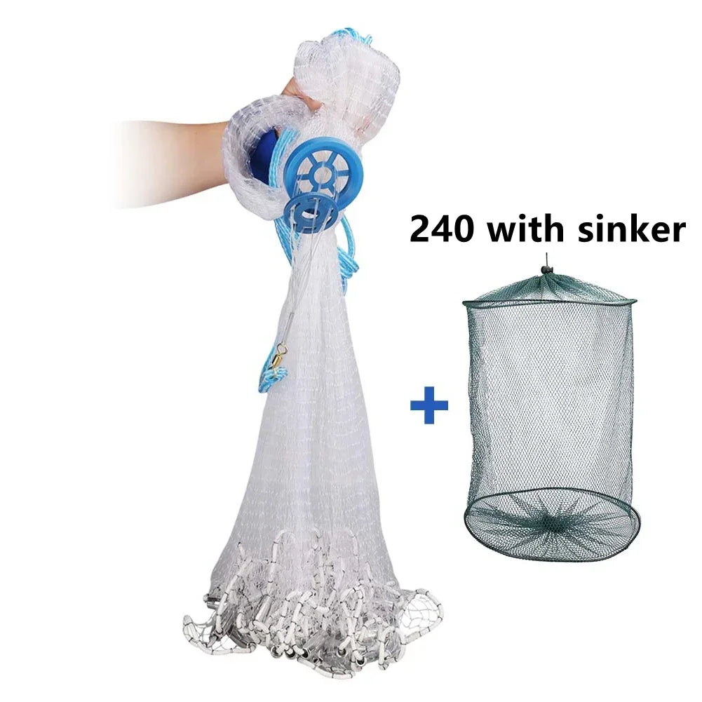 Hand Cast Net for Fishing With Sinker Options