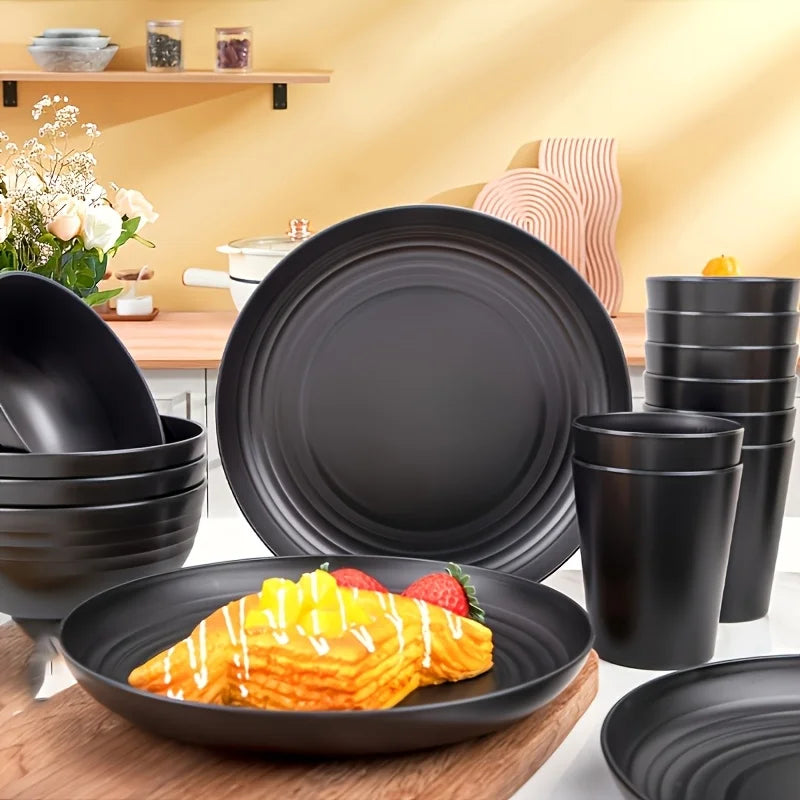 FCM Unbreakable Plastic Dinnerware Set Microwave and Dishwasher Safe