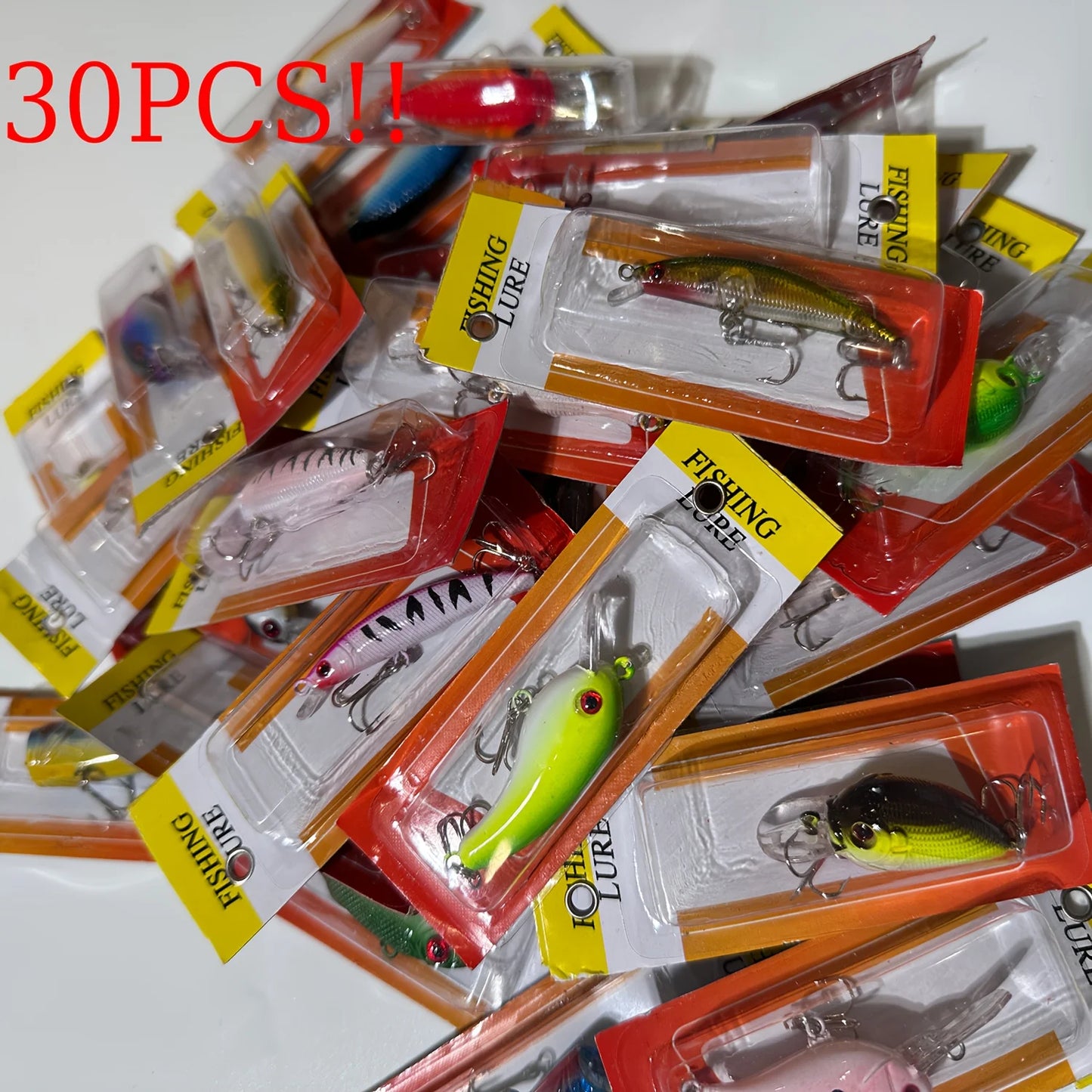 30 Pcs Fishing Lure Set Crankbaits Minnow Baits Hooks For Freshwater Saltwater