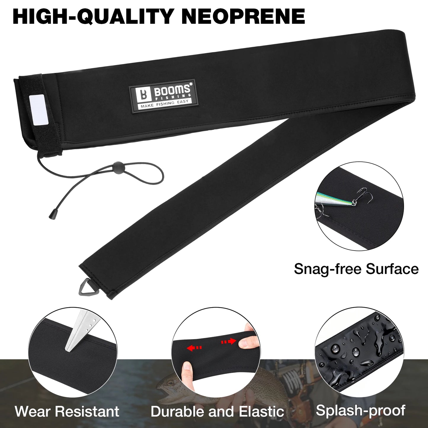 Booms Fishing Neoprene Rod Sleeve for Fishing Poles Protection