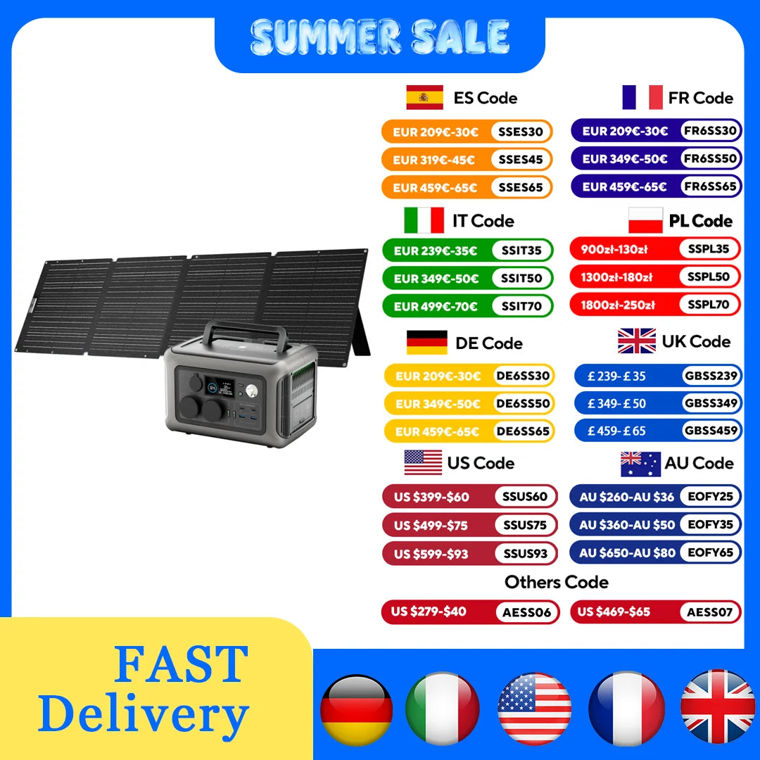 ALLPOWERS R600 Solar Generator 600W 299Wh LiFePO4 Portable