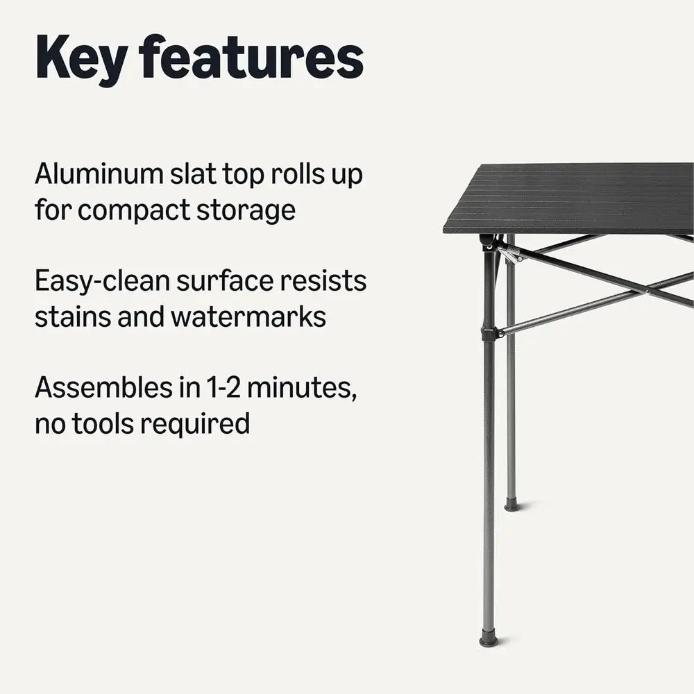 Sturdy Alloy Steel Slat Top Portable Camping Table For Outdoors